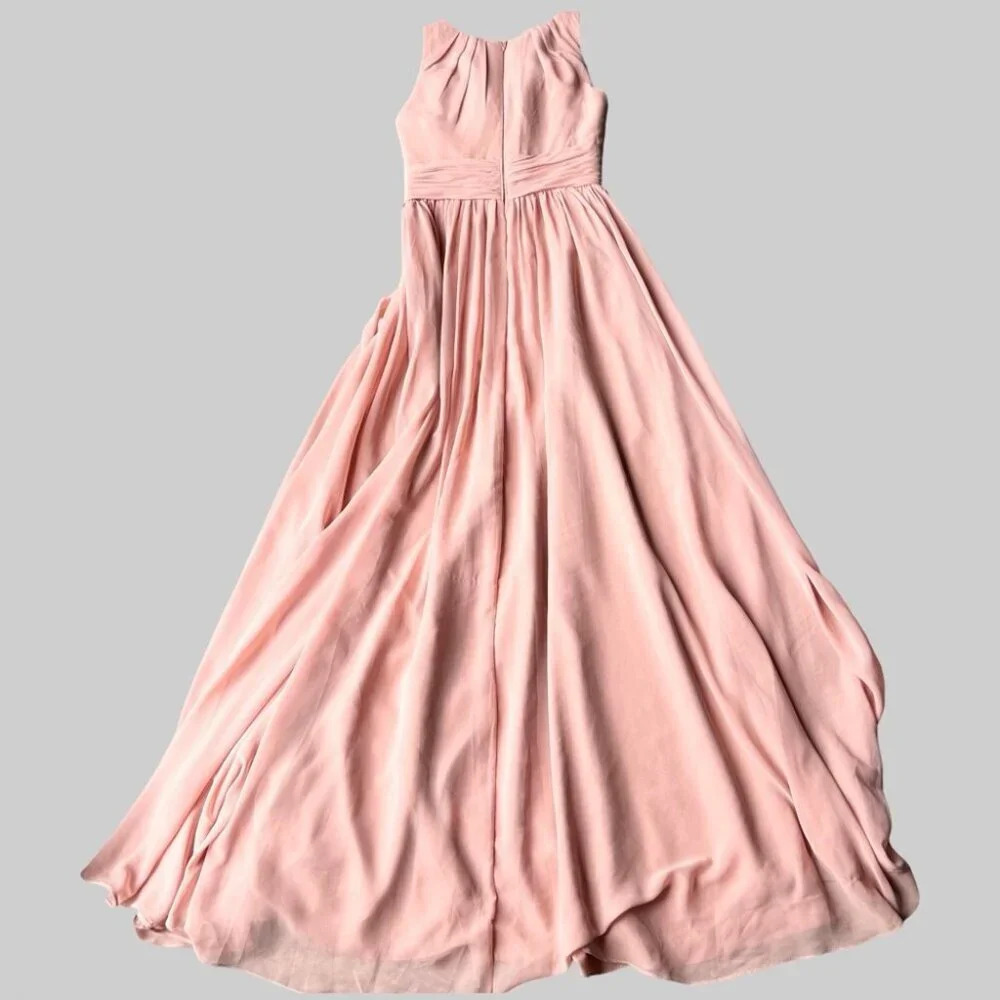 AZAZIE HARPER Flowy  Pleated Chiffon Floor-Length Dress Rosette - Picture 9 of 16
